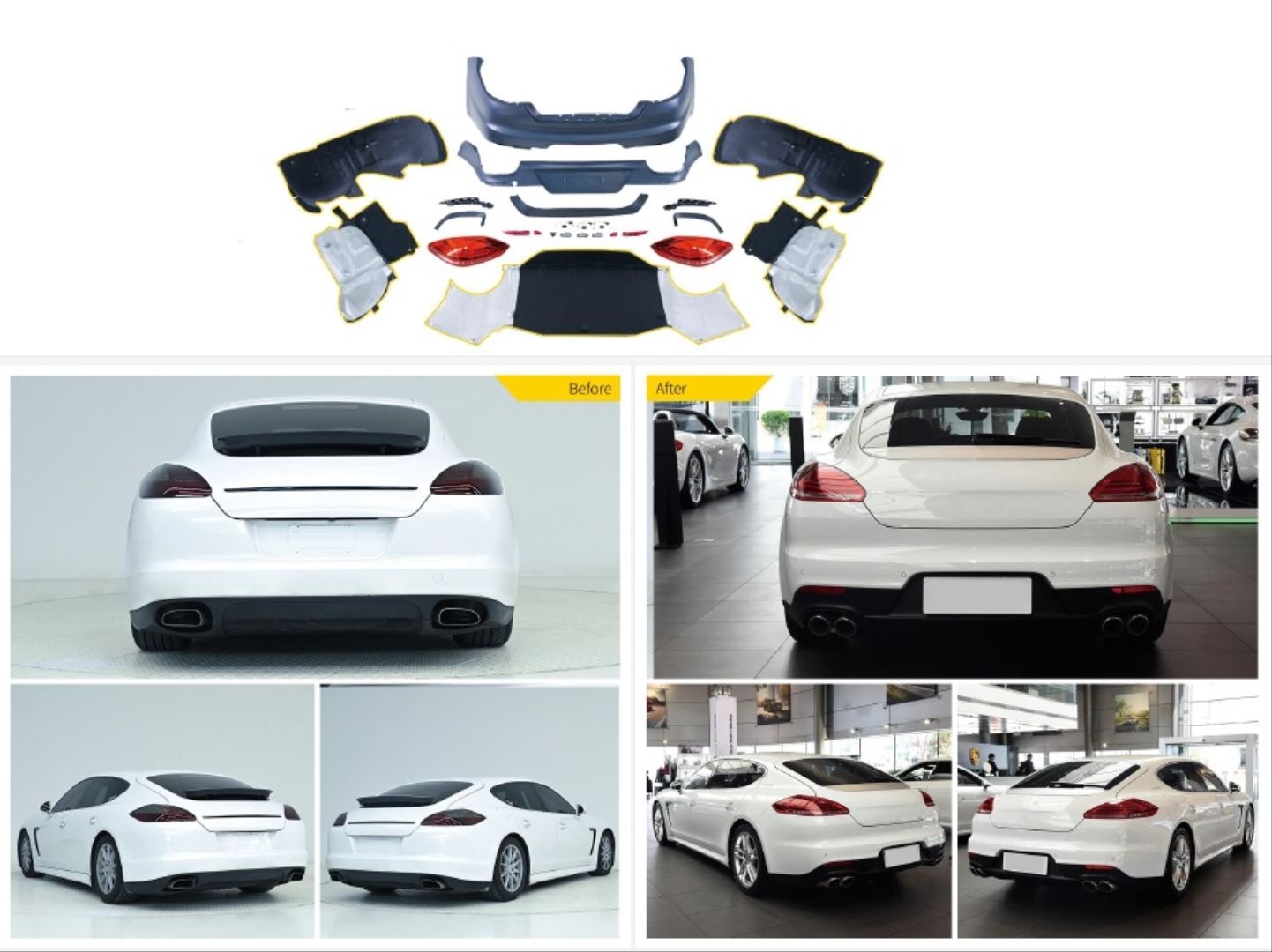 Porsche Panamera 2011-2013 Uyumlu Arka Tampon Stop Facelift Kiti
