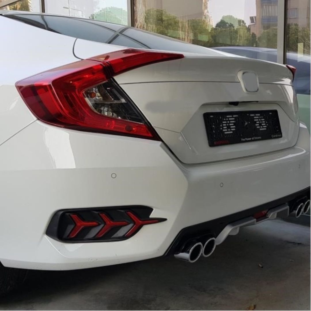 Honda Cıvıc Fc5 2016 - 2020 Uyumlu Difüzör 4 Egzozlu Sılver