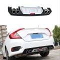 Honda Cıvıc Fc5 2016 - 2020 Uyumlu Difüzör 4 Egzozlu Sılver