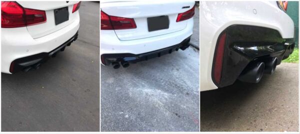 BMW 5 Serisi G30 M5 Görünüm Parlak Siyah Arka Difüzör ve Egzoz Seti