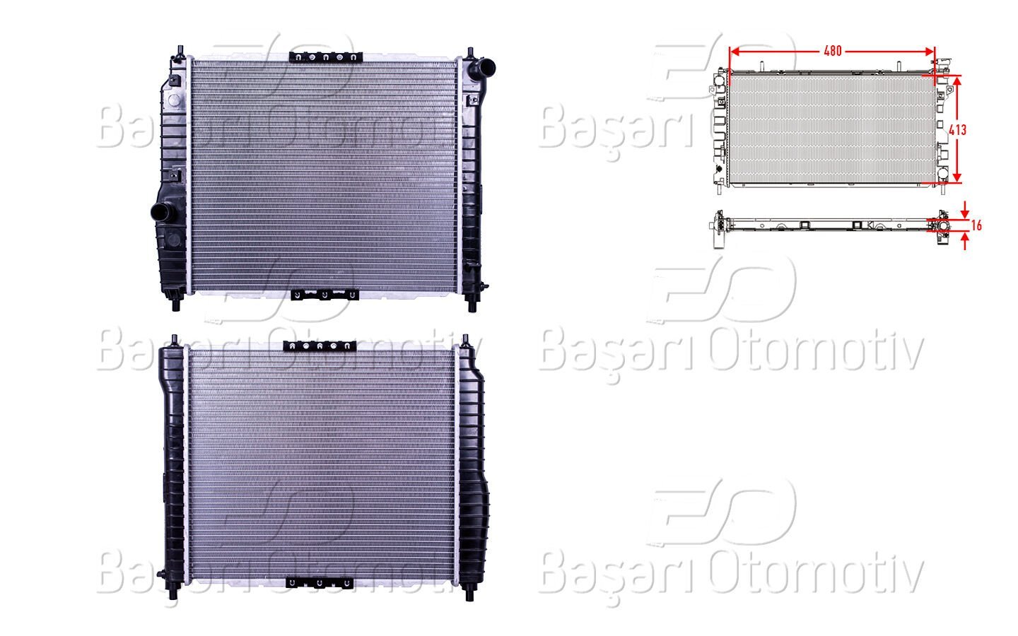 Chevrolet Kalos Aveo 1.2 1.4 8V 2002 ve Sonrası Su Radyatörü Brazing MT 480x413x16