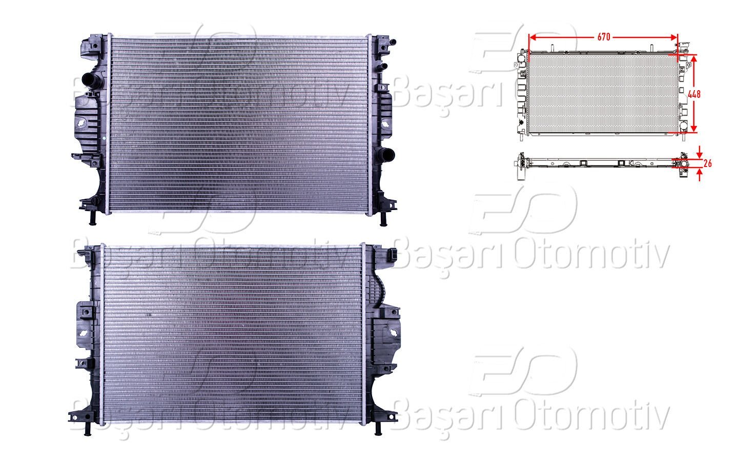 Ford Mondeo 1.5 EcoBoost 1.5 TDCi 1.6 TDCi 2.0 TDCi 2015 ve Sonrası Su Radyatörü Brazing MT-AT 670x448x26