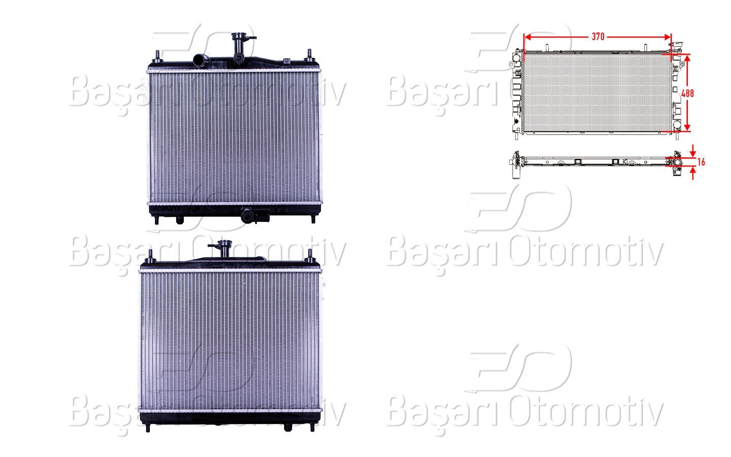 Hyundai Getz 1.5 CRDI 2006 ve Sonrası Su Radyatörü Brazing MT 370x488x16 mm
