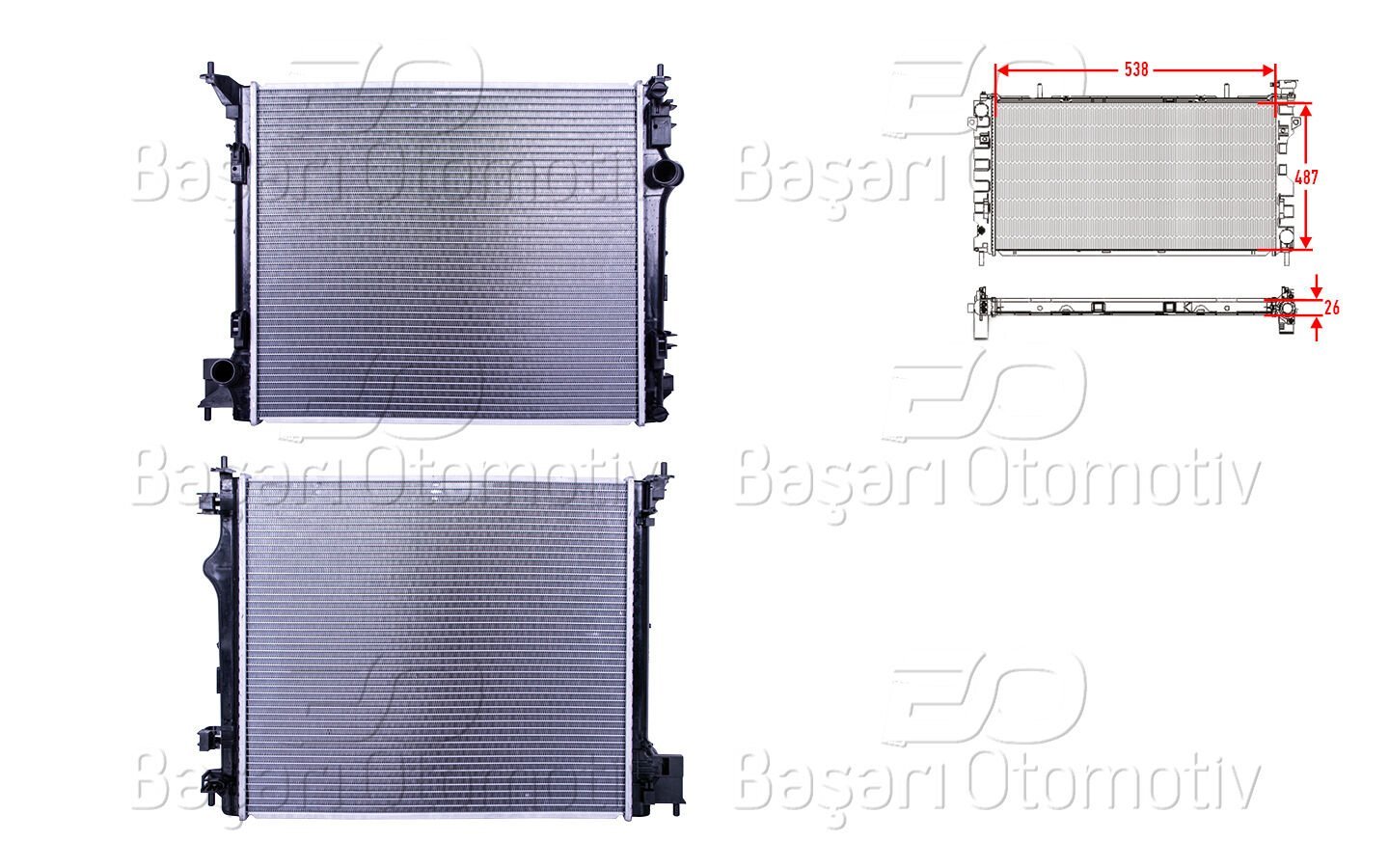 Nissan Qashqai 1.6 DCI 1.2 DIG Su Radyatörü Brazing MT-AT 538x487x22