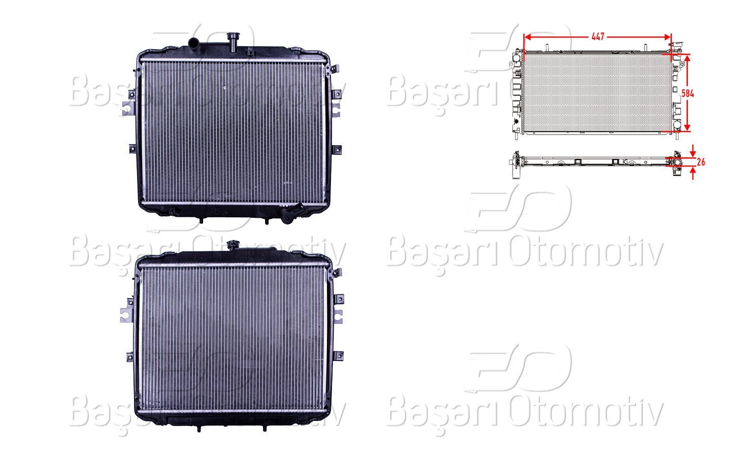 Hyundai H100 Kamyonet 2004 ve Sonrası Su Radyatörü Brazing MT 447x584x26 mm