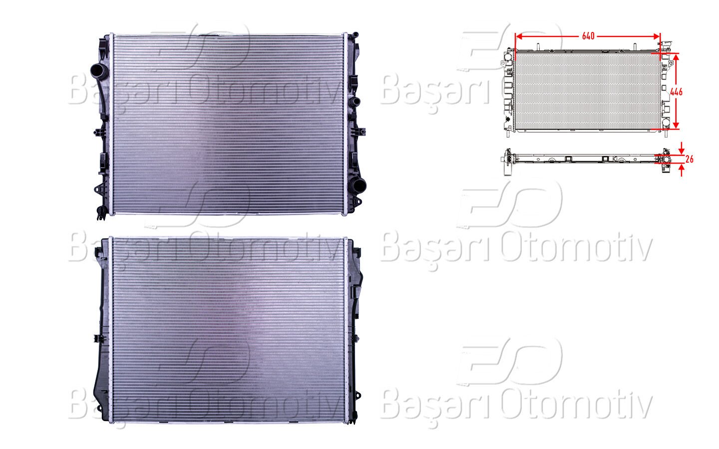 Mercedes-Benz E Serisi W213 200d-300d 2016 ve Sonrası CLS C257 220d-300d 2018 ve Sonrası GLC X253 200d-220d 2019-2022 Vito W447 110-1114-116-119 CDI 2020 ve Sonrası Su Radyatörü Brazing MT 640x446x26