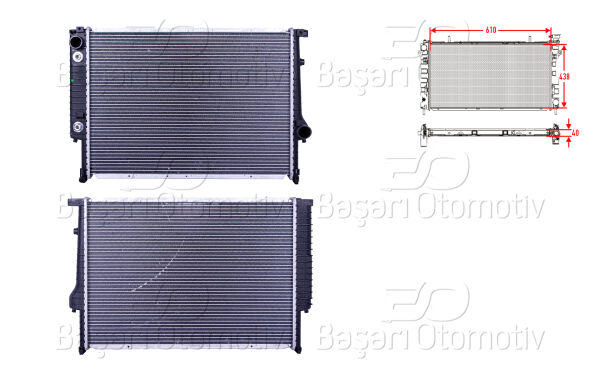 BMW 5 Serisi E34 1987 - 1993 ve 7 Serisi E32 1985 - 1994 M30 730i Su Radyatörü Brazing AT 610x438x40