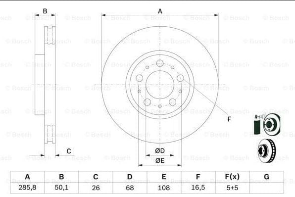 Volvo S60 2000 Sonrası S80 1998 Sonrası V70 2000 Sonrası XC70 2000 Sonrası Ön Fren Diski 285,5 mm Havalı