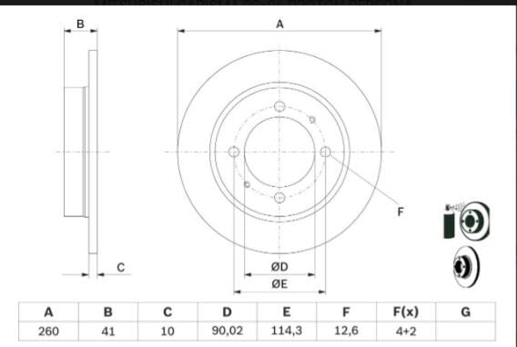 Volvo C70 1995 Sonrası Space Star 1998 Sonrası S40 1995 Sonrası V40 1995 Sonrası Arka Fren Diski 260 mm Düz (Bosch)