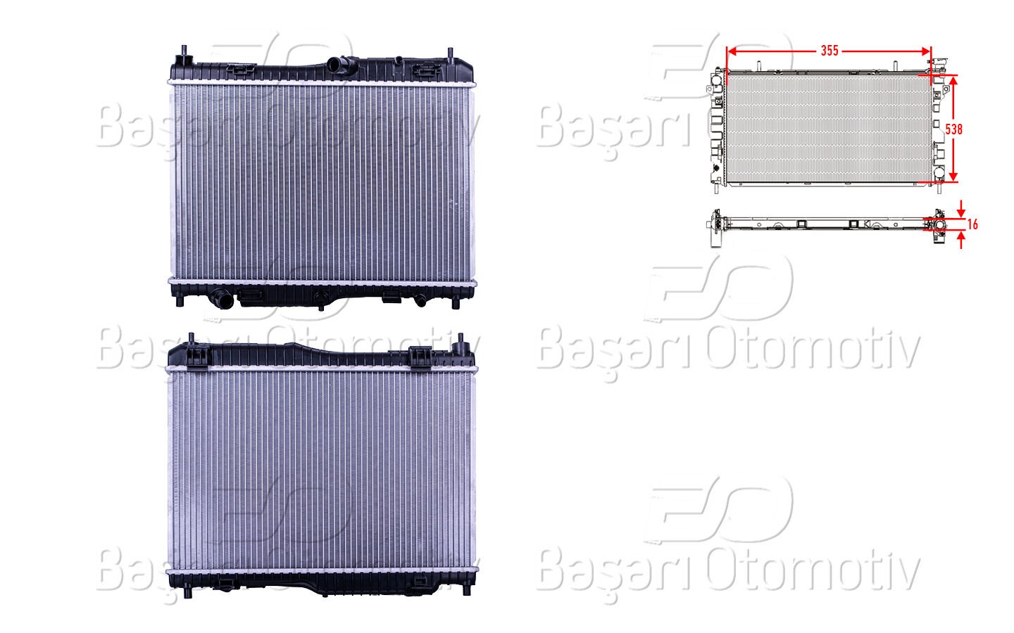 Ford Fiesta 1.4 2009 Sonrası Su Radyatörü Brazing AT 355X538X16