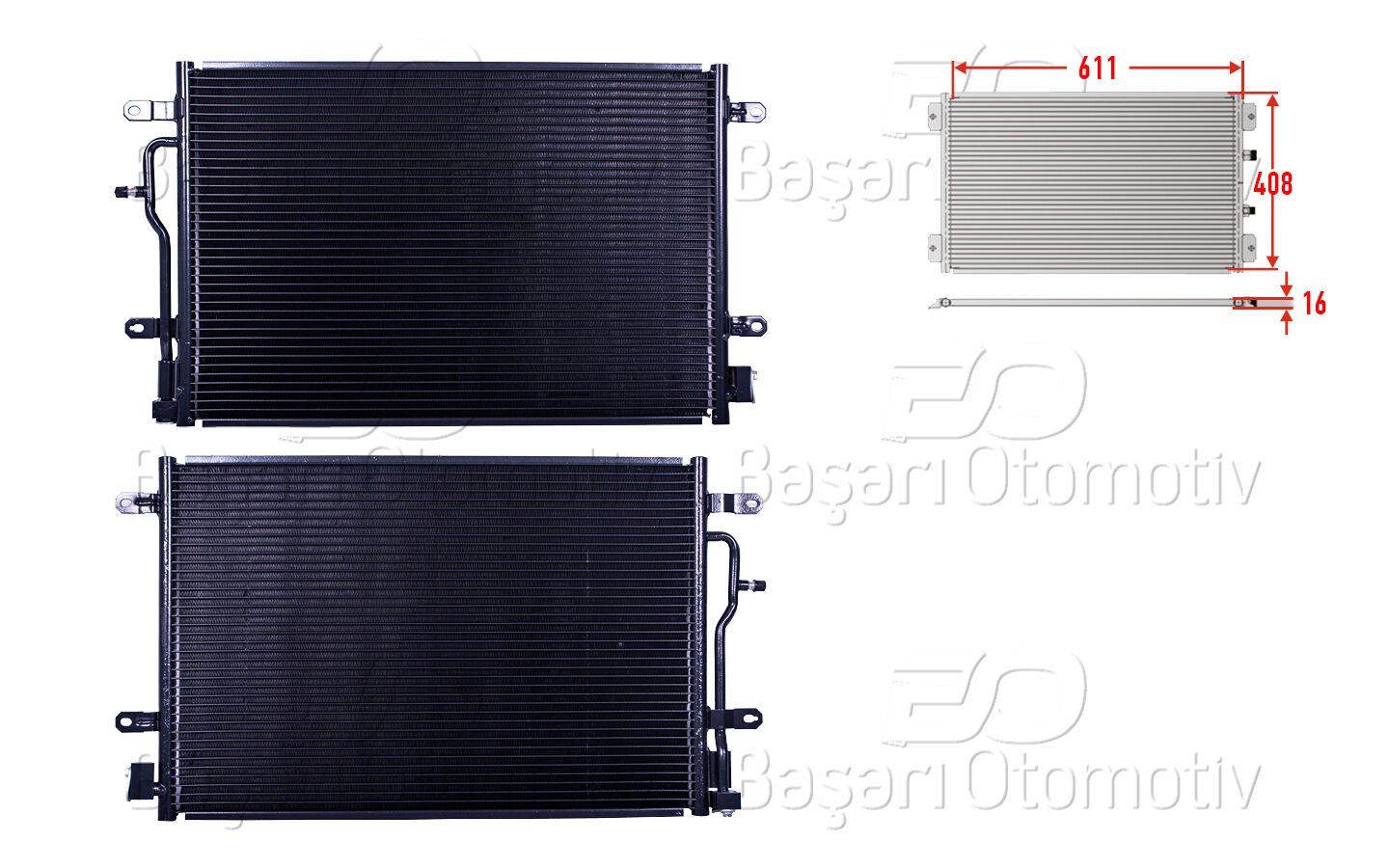 Audi A4 1.6 1.8 T 1.9 TDI 2.0 FSI 2.4 2.5 TDI 3.0 2002 Sonrası Klima Radyatörü 611x408x16 mm