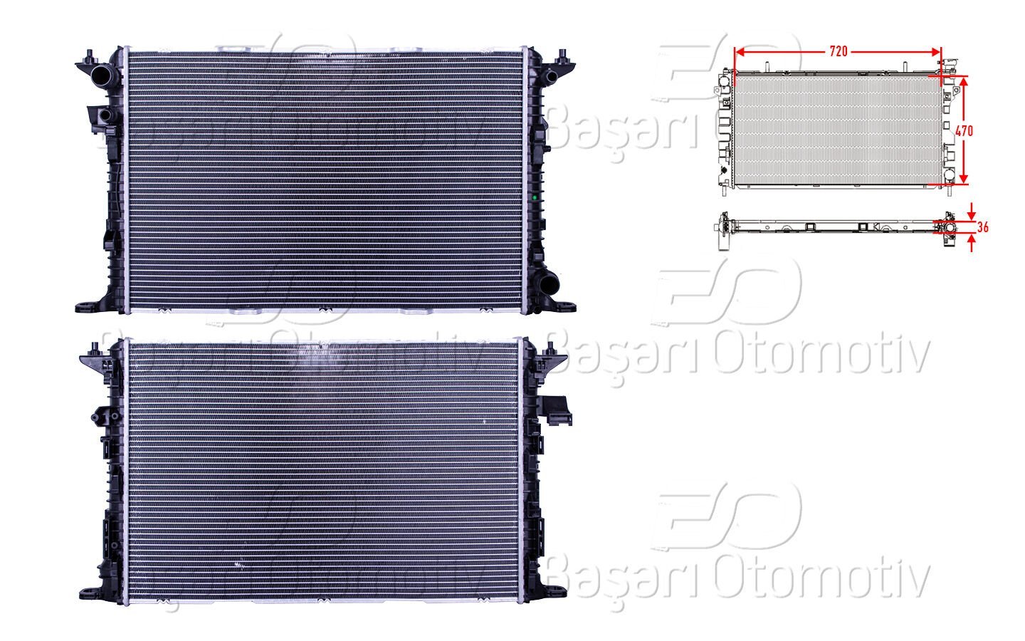 Audi A8 3.0 TDI 3.0 TFSI 2010 Sonrası Su Radyatörü (Brazing AT 720x470x36 Mm)