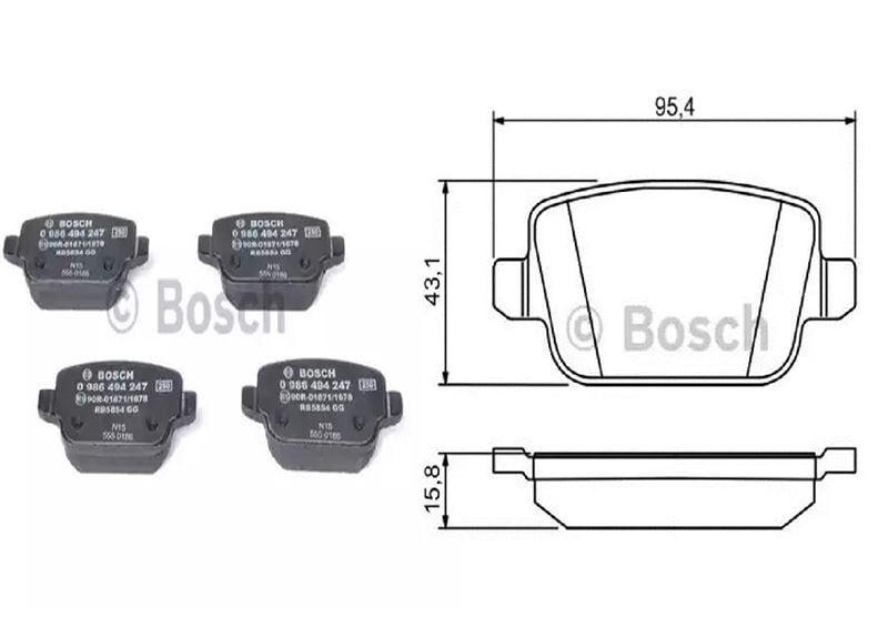 Ford S-Max 2006 Sonrası, Mondeo IV 2007 Sonrası, Kuga 2008 Sonrası, Galaxy III 2006 Sonrası / Volvo S80 II 2006 Sonrası, V70 2006 Sonrası, XC70 2006 Sonrası / Land Rover Freelander II 2007 Sonrası Arka Fren Balatası (Bosch1)