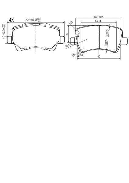 Volvo S60 2010 Sonrası, S80 2006 Sonrası, V60, V70 2006 Sonrası, XC60 2008 Sonrası, XC70 2006 Sonrası / Ford S-Max 2006 Sonrası, Galaxy III 2006 Sonrası / Land Rover Range Rover Evoque 2011 Sonrası Arka Fren Balatası (PROWALLE1)