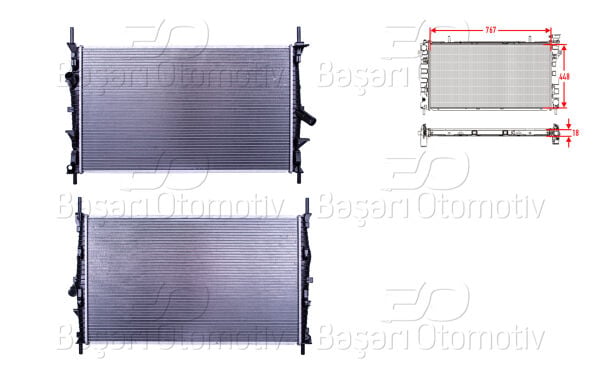 Ford Transit 2012 Sonrası Su Radyatörü Brazing MT 767X448X18