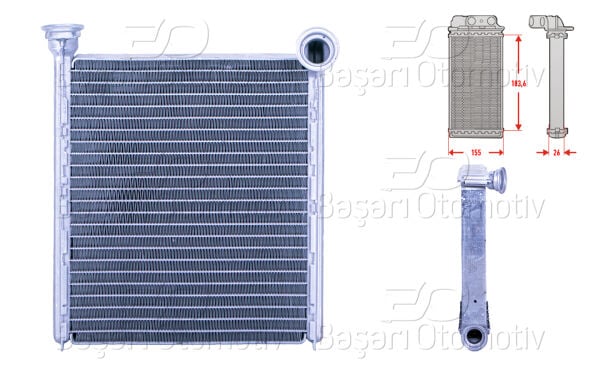 Volkswagen Golf 6 Jetta 4 2009 Sonrası Kalorifer Radyatörü Brazing 157x176 mm