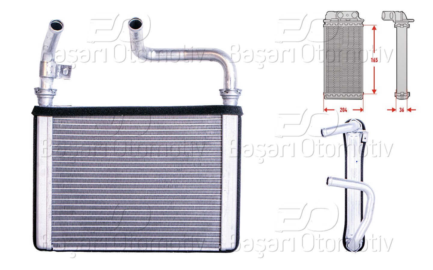 Honda Accord 1990 Sonrası Kalorifer Radyatörü Brazing MT AT 204X165X36 Mm