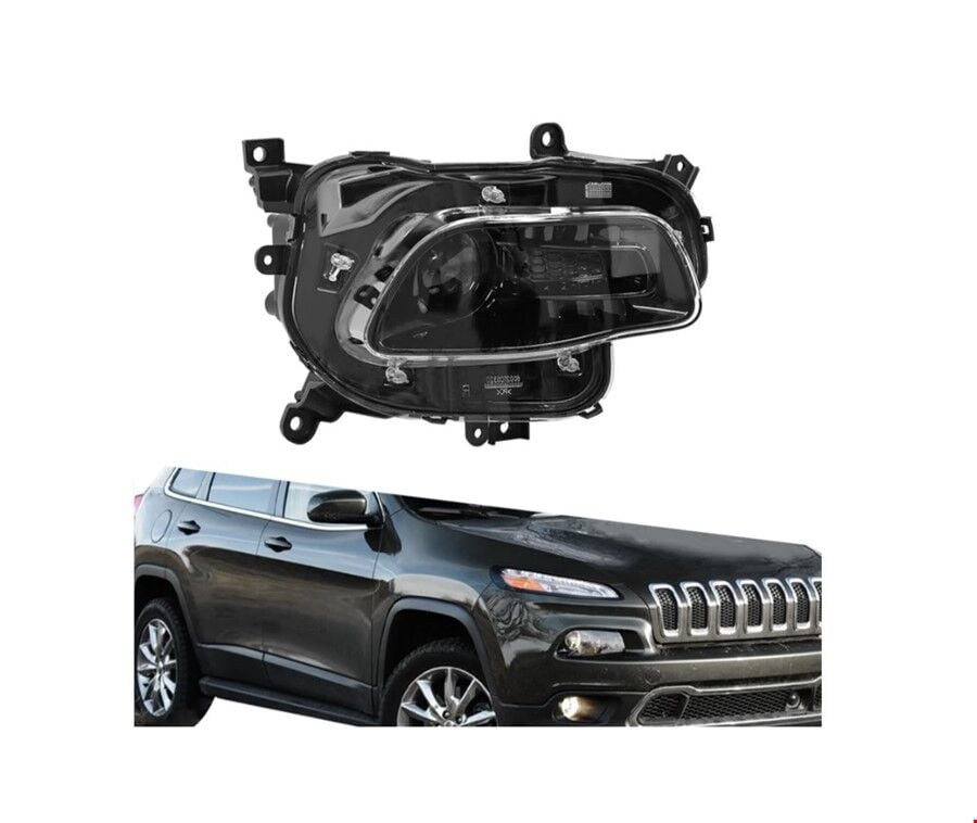 Jeep Cherokee KL 2015 Sonrası Sağ Ön Far Siyah