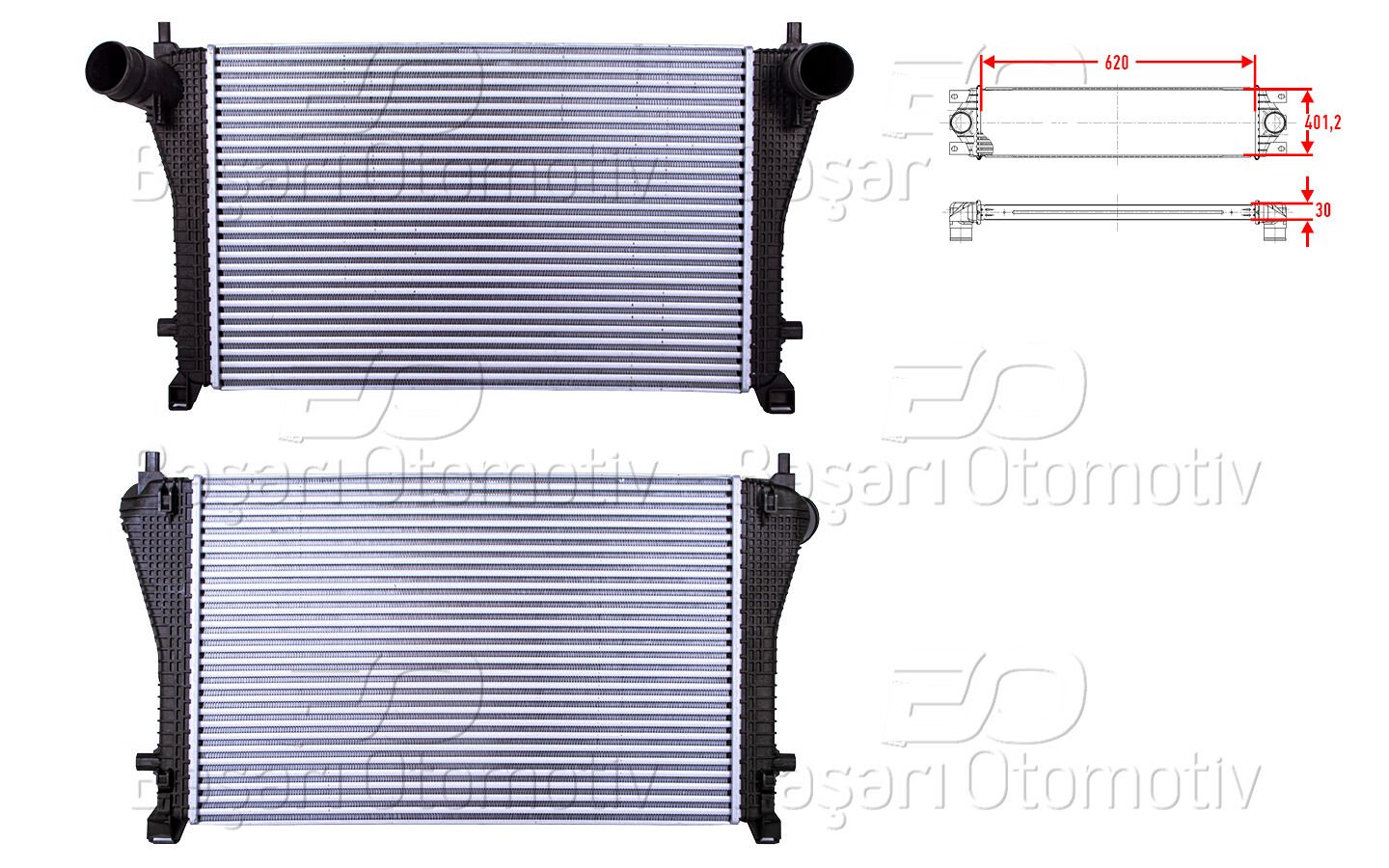 Volkswagen Golf 7 Passat, Seat Leon, Skoda Octavia, Audi A3 2013 ve Sonrası Uyumlu Turbo Radyatörü Intercooler