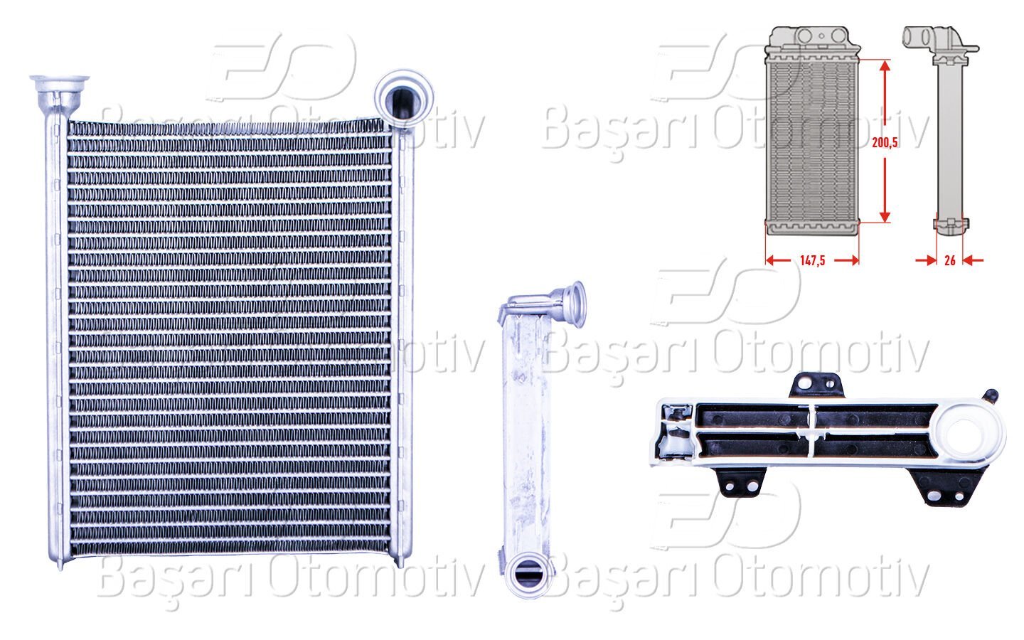 Renault Megane 4 Kadjar Talisman 1.2 1.3 TCe 1.5 1.6 DCI 2015 Sonrası Kalorifer Radyatörü Brazing MT AT 148x203 mm