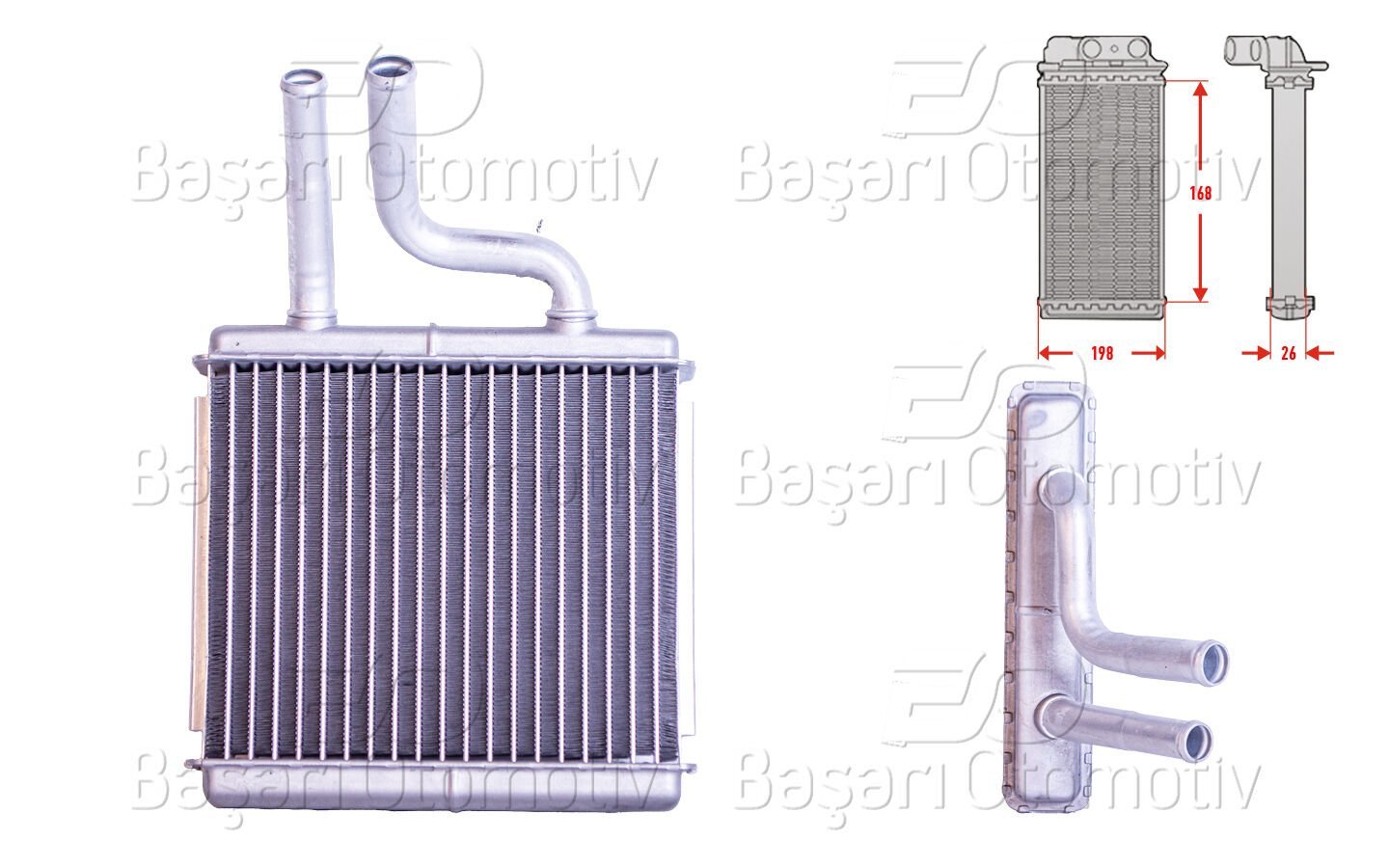 Chevrolet Rezzo MPV U100 1.6 2005 Sonrası Kalorifer Radyatörü Brazing 168X198 Mm