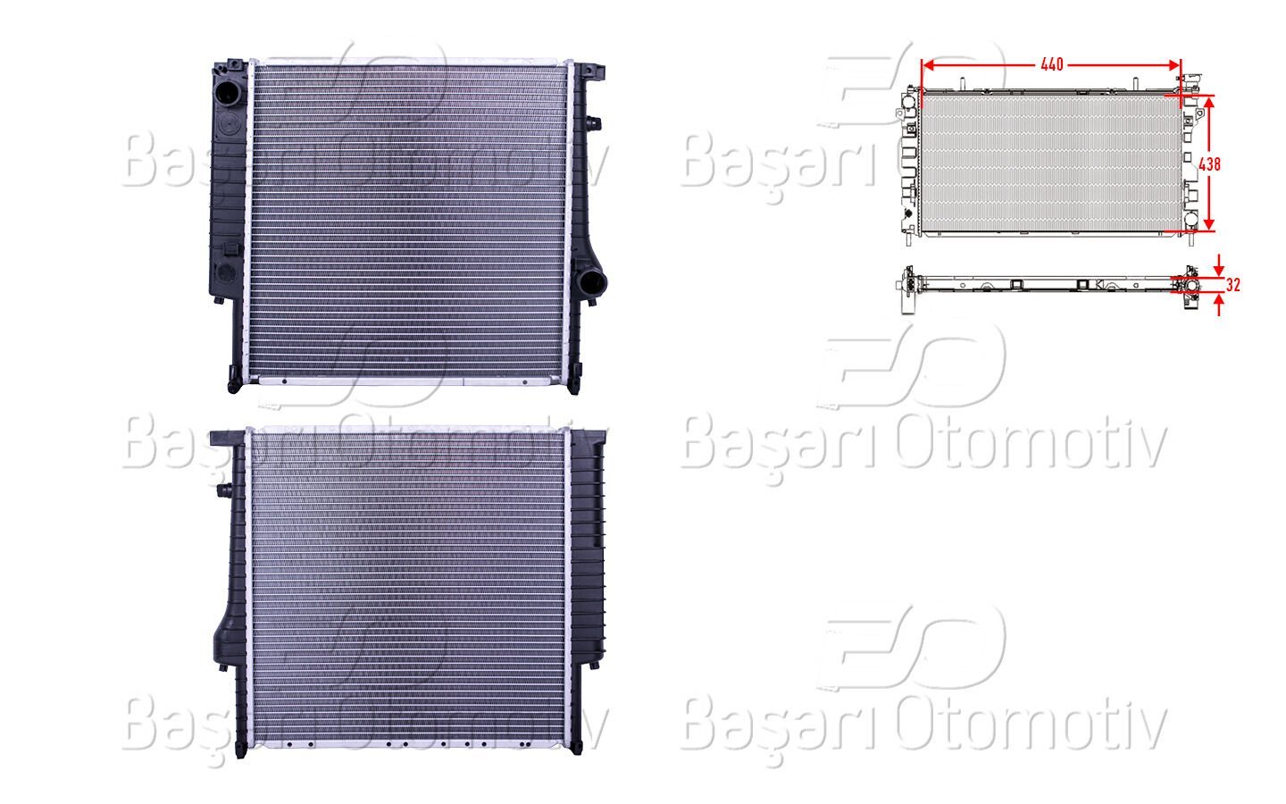 BMW 3 Serisi E30 320i 325i M20 1982-1993 Su Radyatörü Brazing MT 440X438X32