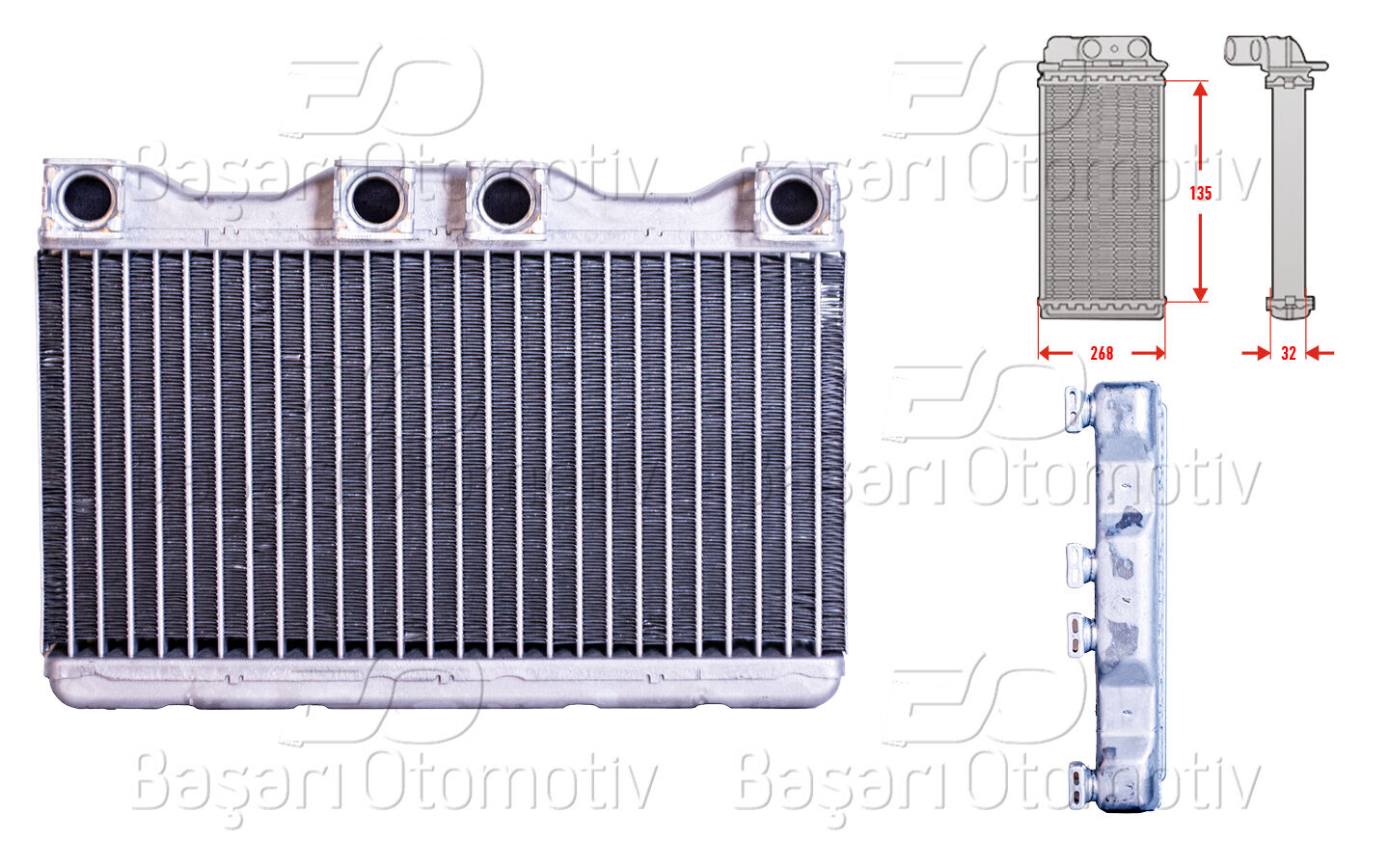 BMW E38 7 Serisi 725 TDS 728i 730D 740D 750i 1994 Sonrası Kalorifer Radyatörü Brazing 135X268 mm