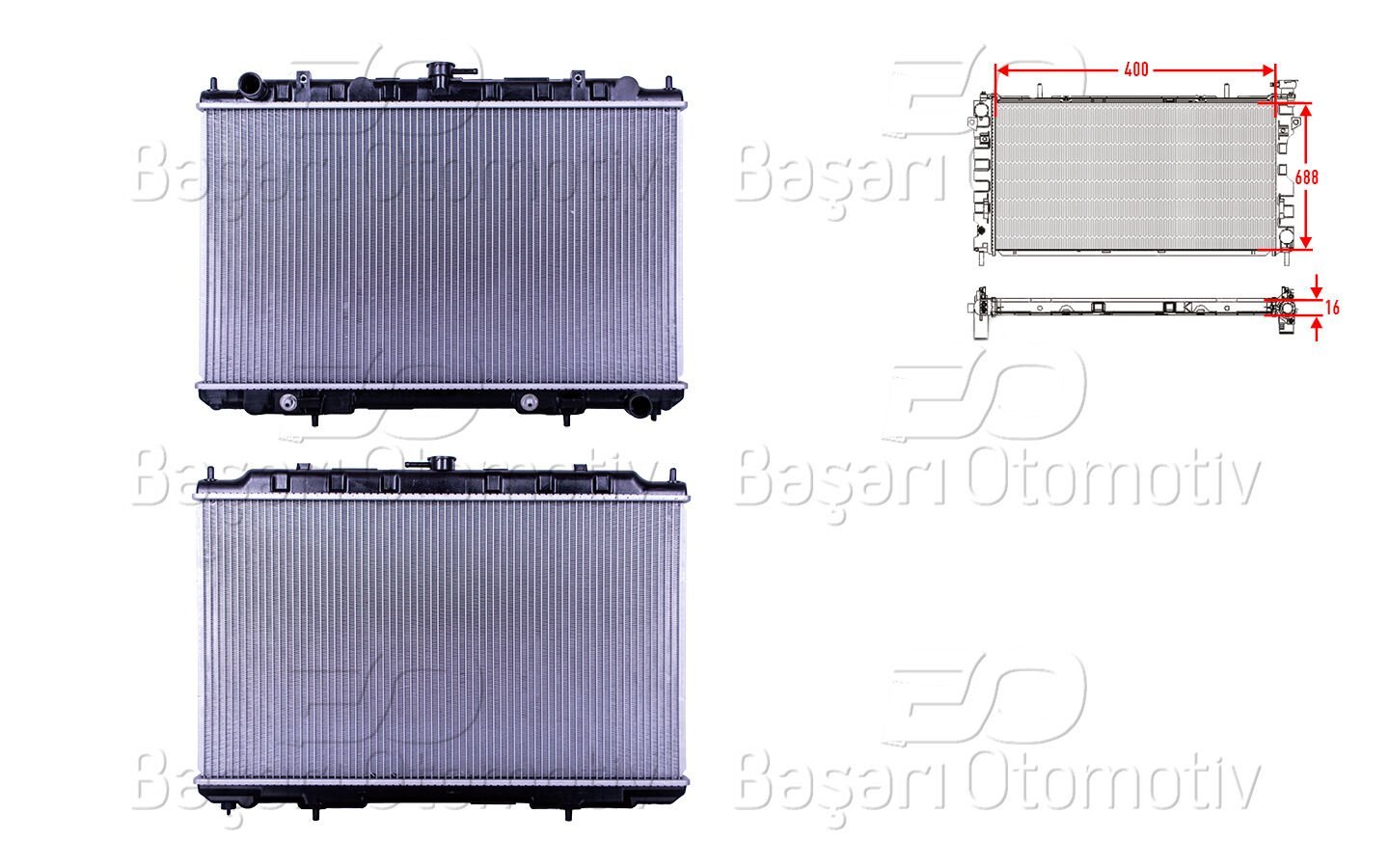 Nissan Maxima QX (A33) 2.0-3.0 V6 2000-2003 Infiniti I30 3.0 1997 Sonrası Su Radyatörü Brazing AT 400X688X16
