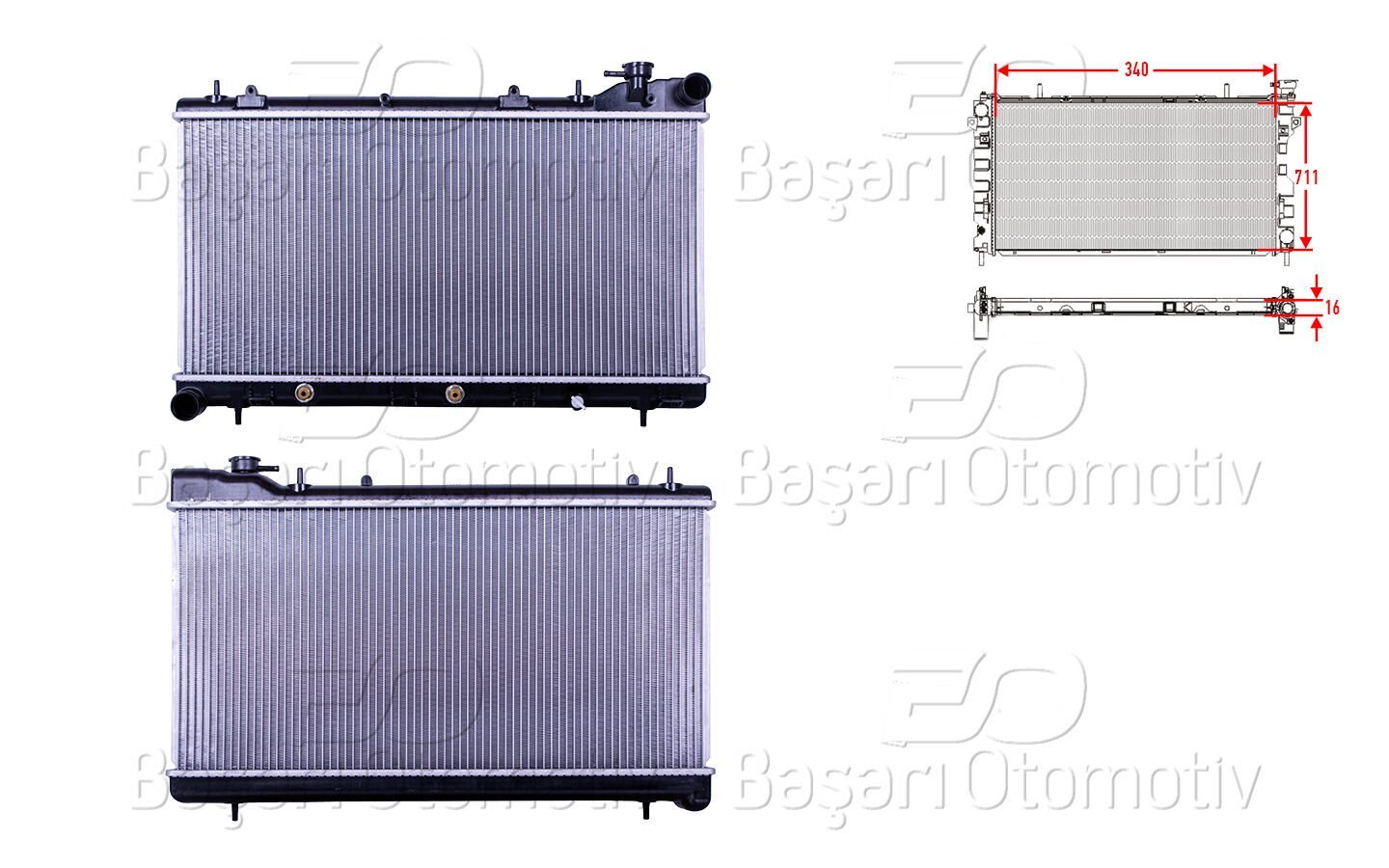 Subaru Impreza 1.6 1.8 2.0 1993-1998 Su Radyatörü Brazing AT 340X711X16
