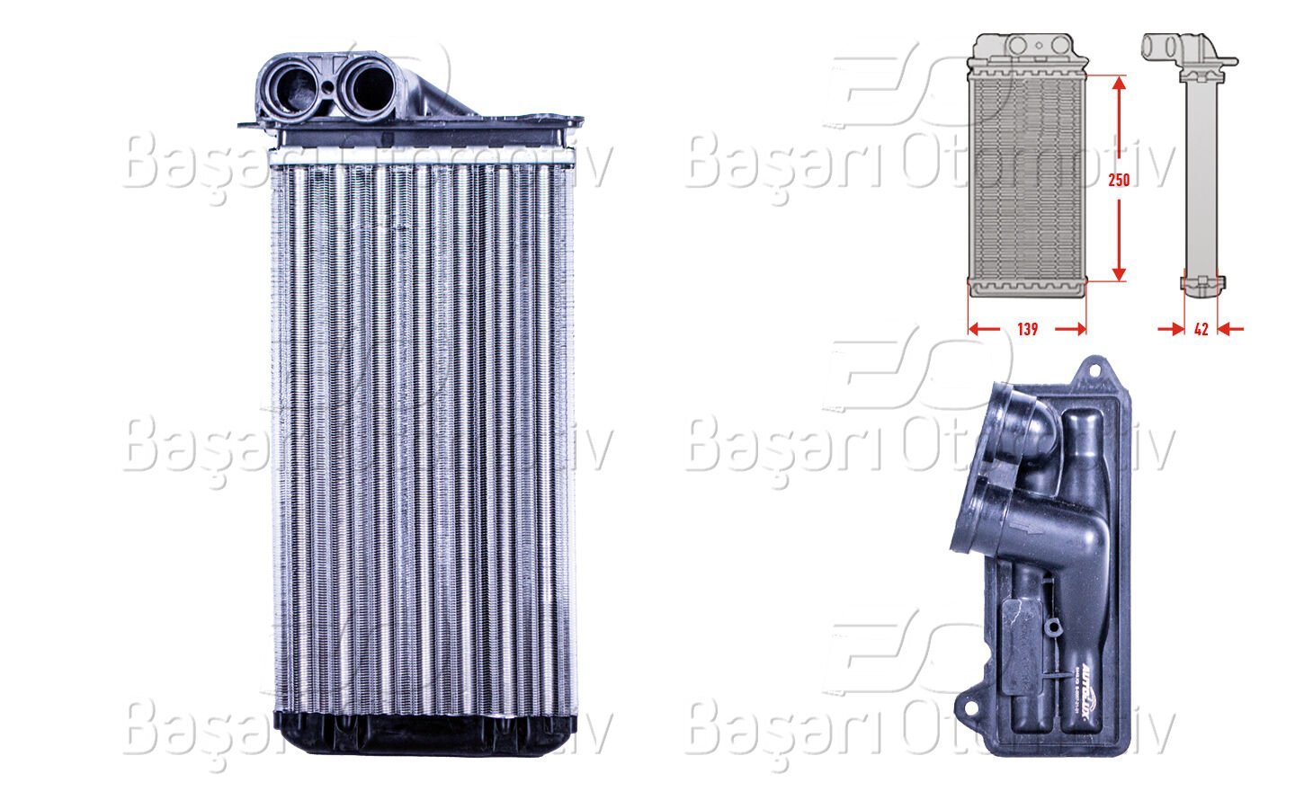 Citroën C2 C3 1.4 1.6 HDI 16V 2003 Sonrası Kalorifer Radyatörü Mekanik MT AT 250X139X42 Mm