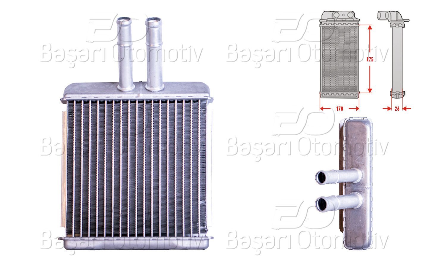 Daewoo Lanos 1.3 1.5 Leganza 2.0 16V Nubira Wagon 1.6 2.0 16V 1997 Sonrası Kalorifer Radyatörü (Brazing 175X176 Mm)