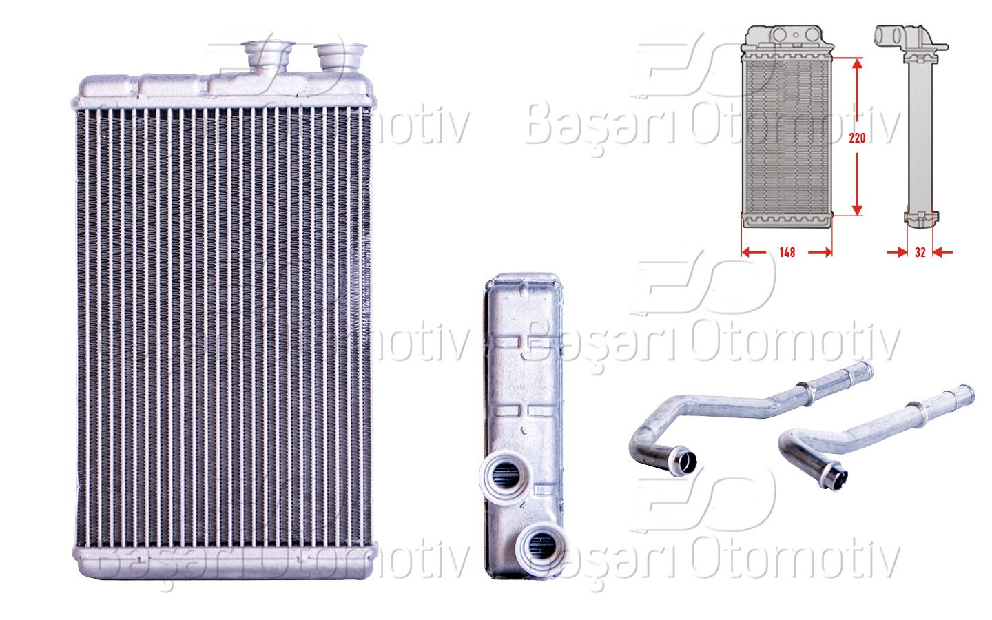 BMW G30 F90 520D 2016 Sonrası BMW G11 G12 730D 2015-2020 Rolls-Royce Ghost II (RR21) V12 2020 Sonrası Kalorifer Radyatörü (Brazing 220x152 Mm)