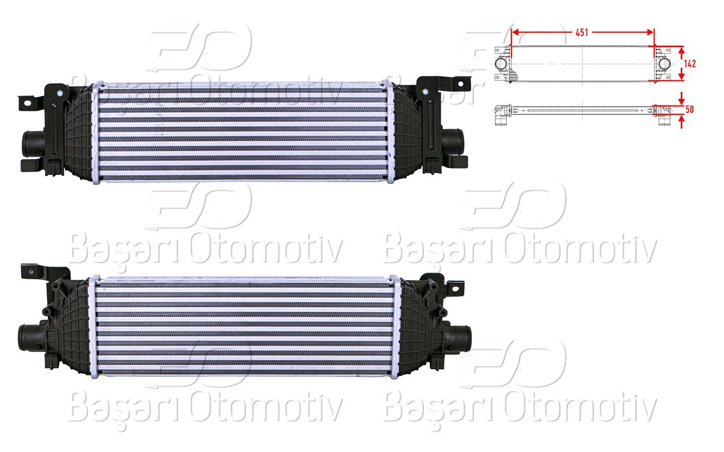 Ford Fiesta 5 Fusion Mazda 2 1.4 TDCI 1.6 TDCI 2001-2014 Turbo Radyatörü Intercooler 451X142X50