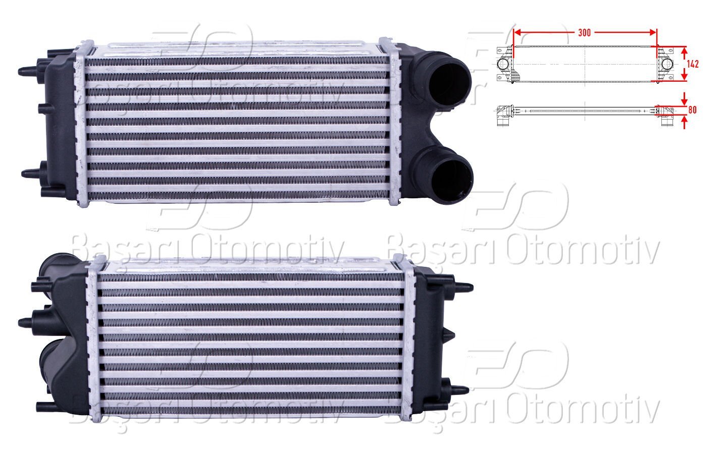 Ford B-Max Ecosport Fiesta Tourneo Courier Transit Courier 1.5 TDCi 1.6 TDCi 2010 Ve Sonrası Turbo Radyatörü (Intercooler) 300x142x80