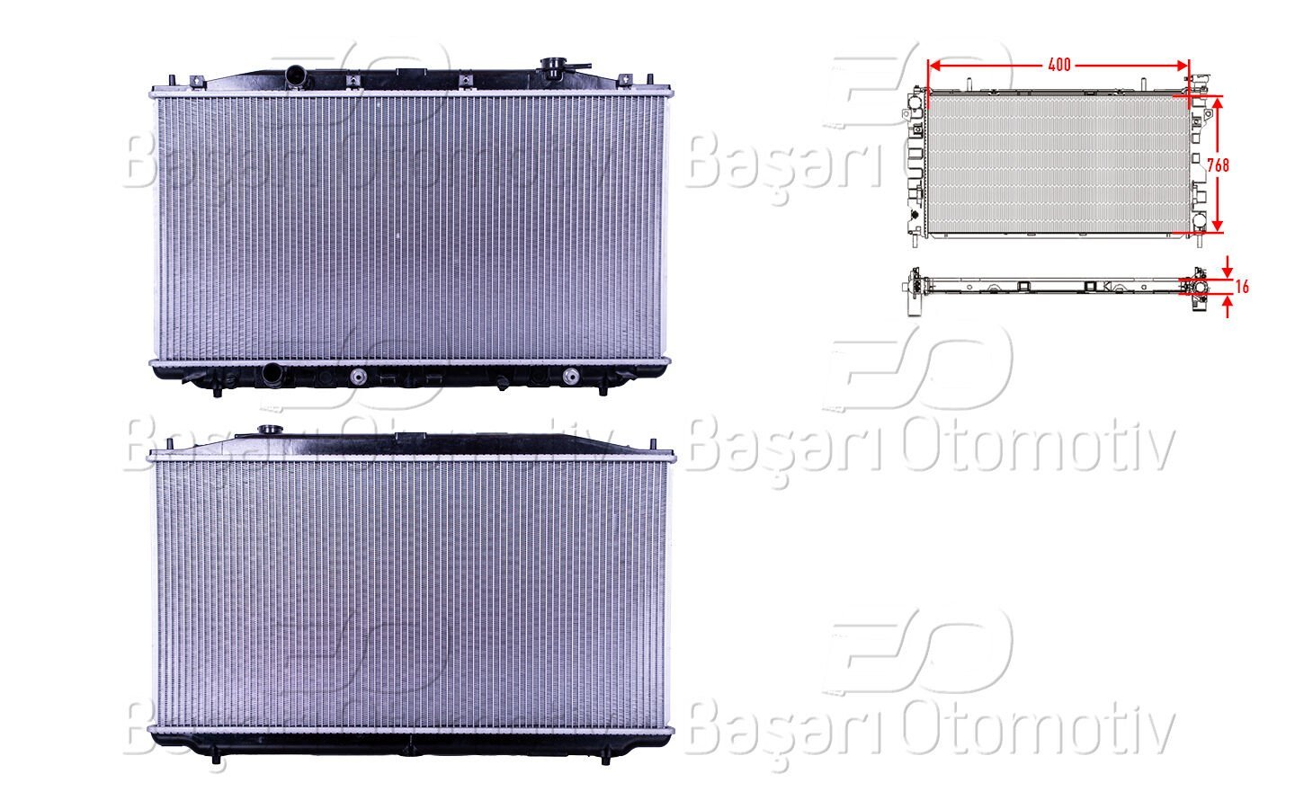 Honda Accord 8 CR 2.4 2014 Sonrası Su Radyatörü Brazing AT 400X768X16