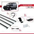 Peugeot Partner Post-Facelift 2003-2008 Arası ile Uyumlu BASIC Model Ara Atkı Tavan Barı Gri 4 Adet