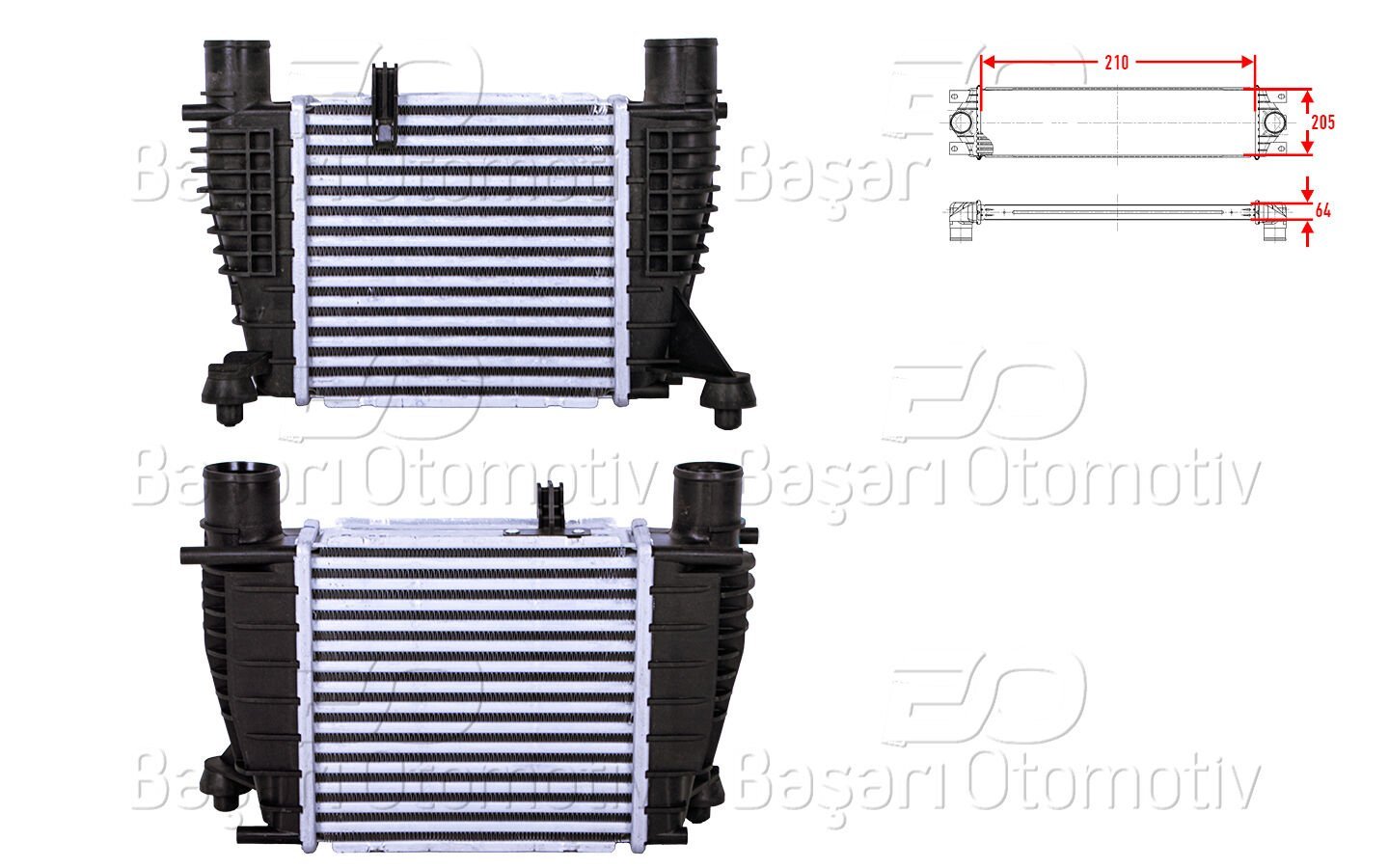 Nissan Note Nv200 1.5 DCI 2006 Ve Sonrası Turbo Radyatörü (Intercooler) 210x205x64