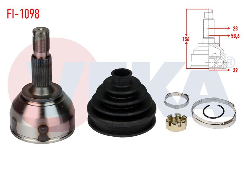 Citroen C5 III 2008-2015 Aks Kafası Ön Dış 28x39x58,6 156mm