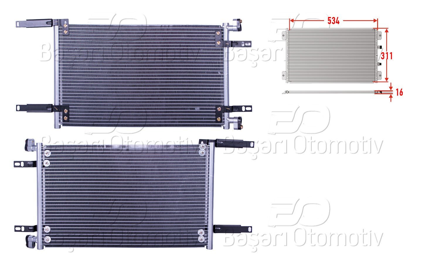 Fiat Doblo 1.9D 2001 Sonrası Klima Radyatörü 534X311X16