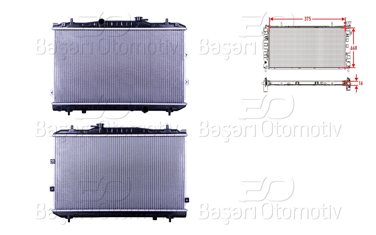 Kia Cerato 1 LD 2004-2009 Su Radyatörü Brazing MT 375X668X16