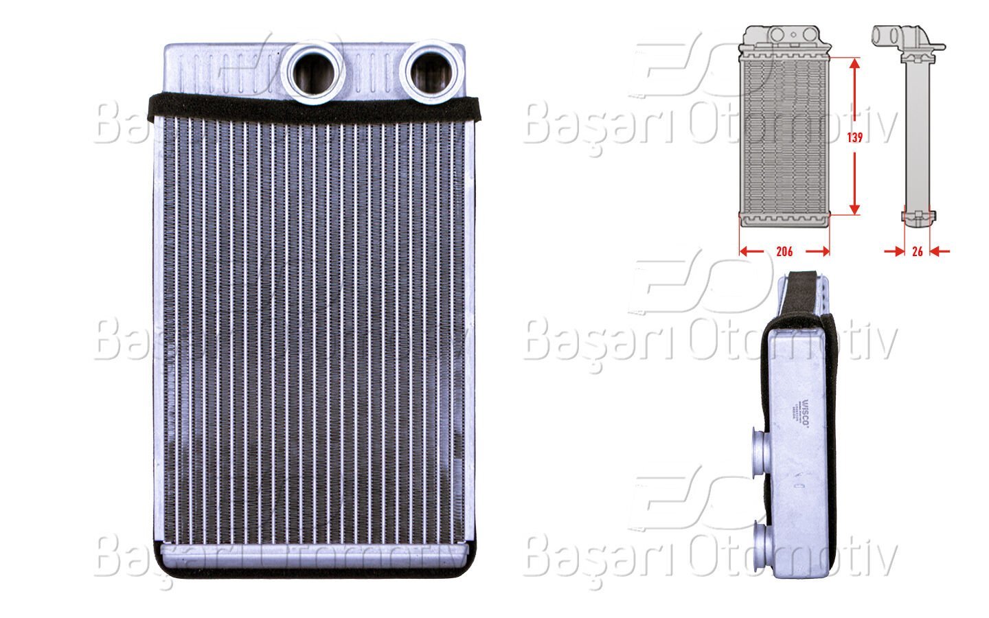 Opel Insignia 1.4 1.6 CDTI 1.8 2.0 CDTI Meriva B 1.4 1.7 CDTI Chevrolet Cruze 1.4 1.6 1.7 TD 2008 Ve Sonrası Kalorifer Radyatörü Brazing 206x139 Mm