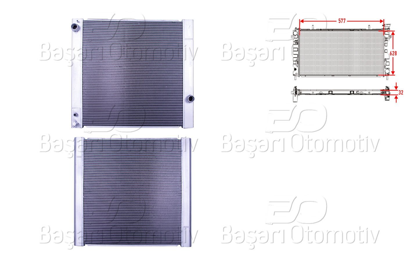 Land Rover Range Rover 3 (L322) 4.4 2002 2012 Su Radyatörü Brazing MT 577X628X32