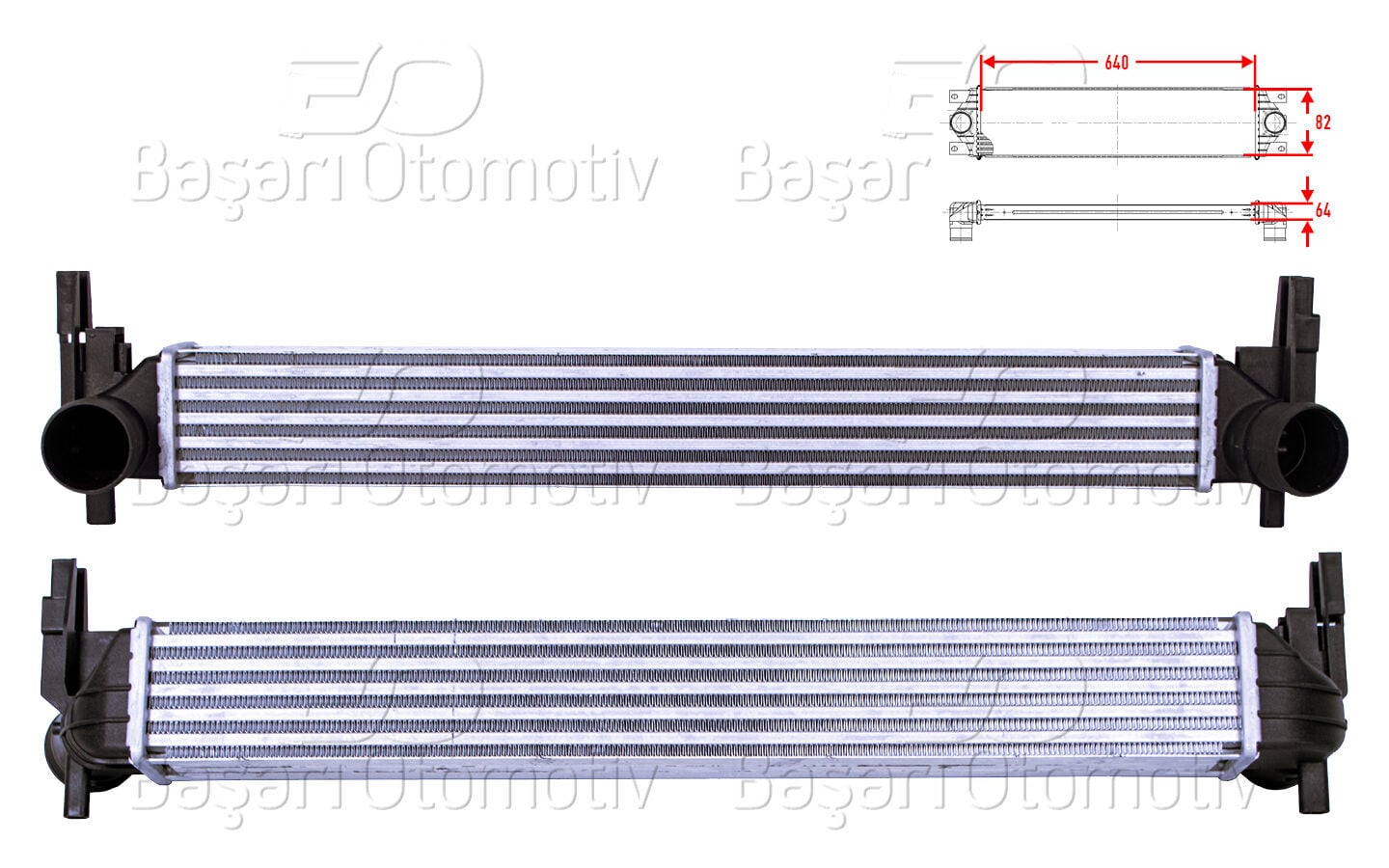 VW Polo / Seat Ibiza / Skoda Fabia 1.2-1.6 TDI 2010 ve Üzeri Turbo Radyatör (Intercooler) 640x82x64