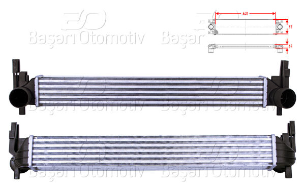 VW Polo / Seat Ibiza / Skoda Fabia 1.2-1.6 TDI 2010 ve Üzeri Turbo Radyatör (Intercooler) 640x82x64