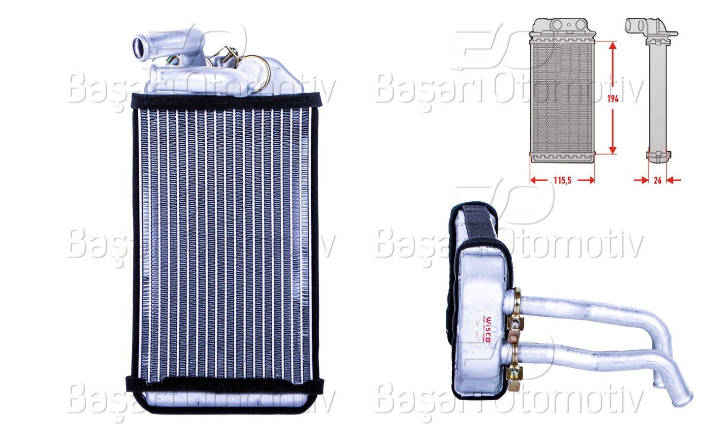 Toyota RAV4 1991-2001 Kalorifer Radyatörü Brazing MT-AT 200X115 Mm