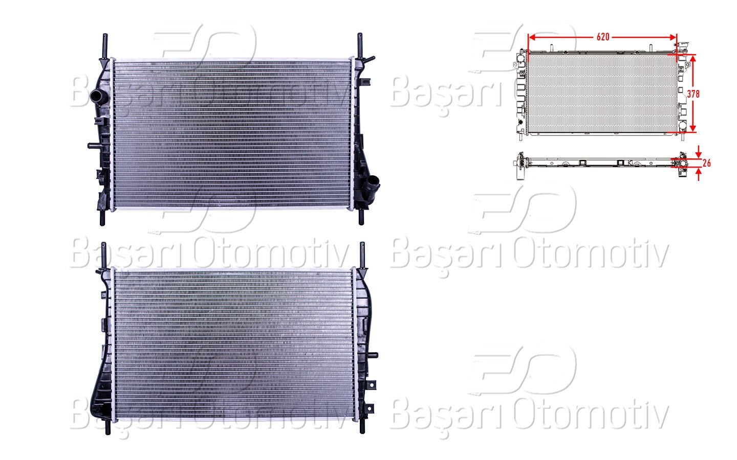 Ford Mondeo 2.0 TDCI 2000 ve Üzeri Su Radyatörü Brazing MT 620X378X26 MM