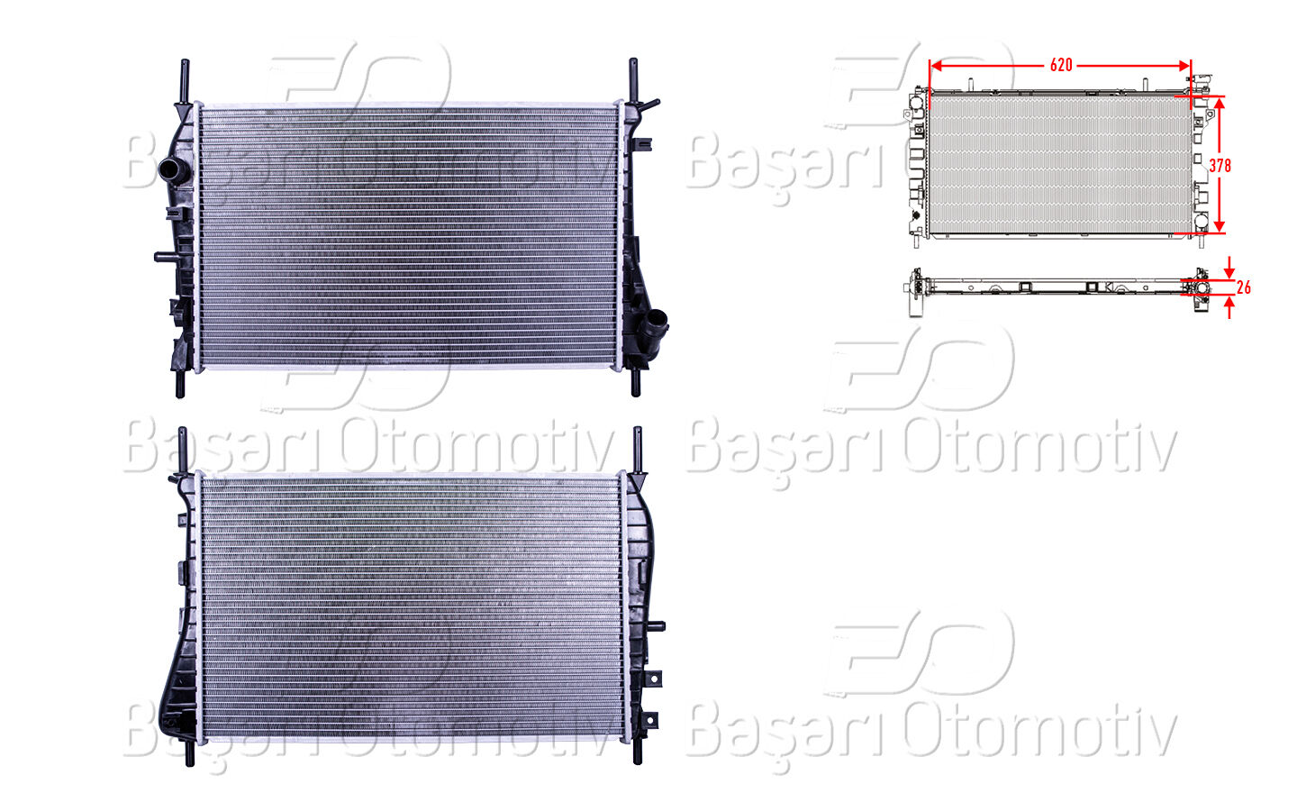 Ford Mondeo 2.0 TDCI 2000 ve Üzeri Su Radyatörü Brazing MT 620X378X26 MM