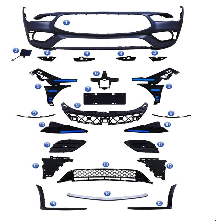 Mercedes-Benz W118 2020 ve Sonrası Ön Tampon Seti (Panjursuz) AMG