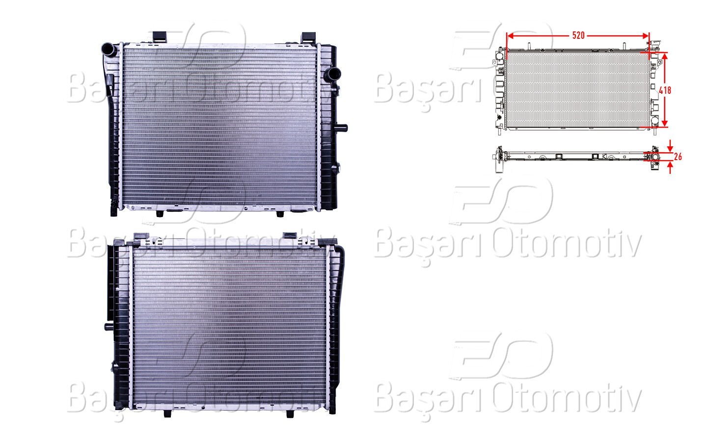Mercedes-Benz C Serisi W202 1995-2000 ve CLK C208 1997-2000 Uyumlu Su Radyatörü
