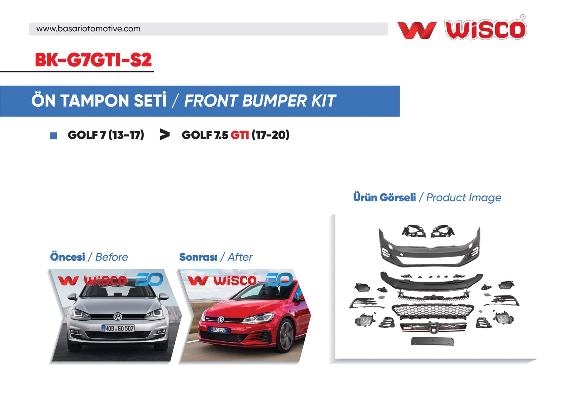 Volkswagen Golf 7.5 GTI Ön Tampon Seti